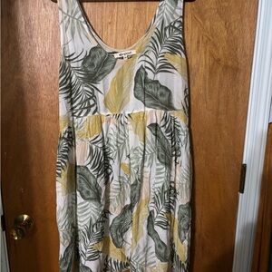 Rip Curl Tropical Leaf Print Dress - Green and Yellow